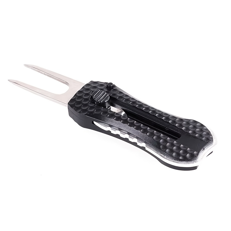 TEMU 1 pièce Outil de réparation de tondures de rétractable en acier inoxydable, nettoyeur de pitch, à pitch, fourche de putting, fournitures