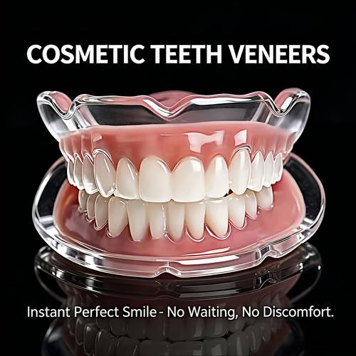 with No Teeth Special Instant Dentures - Bonding Dentures, Comfortable Plastic Base; Decorative Solution for , Eating, And Conversation, No Battery Required