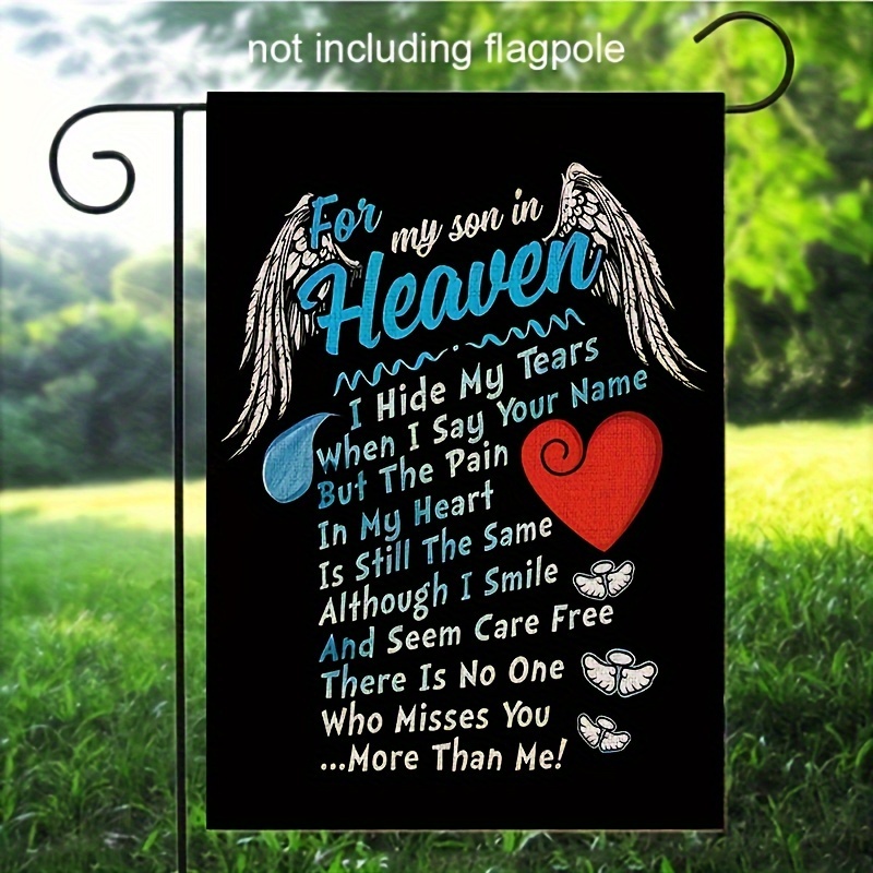 

Cherished Son Memorial Garden Flag - Heavenly Tribute, Durable Polyester, Perfect For Home & Outdoor Decor, Yard And Garden Display, No Pole Included