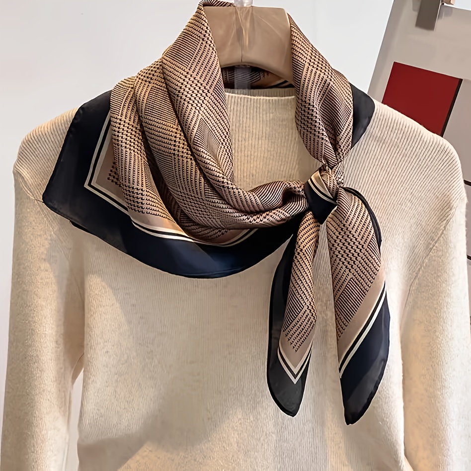 TEMU 1 Vintage Square Scarf 27.6-inch Comfortable And Smooth Neck Scarf For Casual Weekend Use, Hand Wash Or