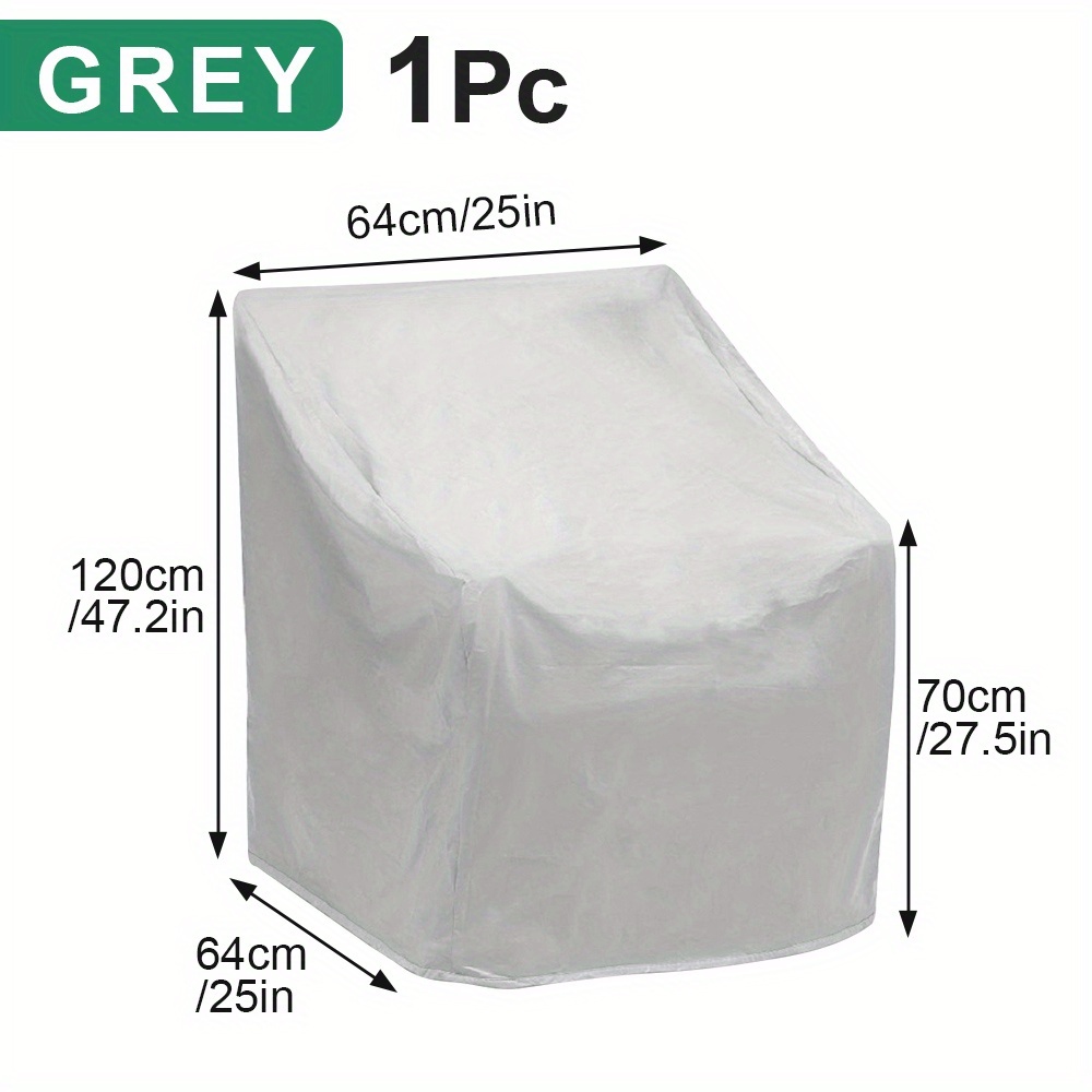 Image of 1pc Gray Chair Cover - Heavy-duty 190t Material, Outdoor Furniture Protector With Adjustable Drawstring Closure, Chair And Sofa Storage Bag