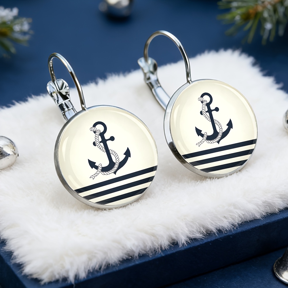 TEMU Pendientes franceses a rayas con cuerda de , material de aleación, incrustaciones de vidrio, regalos de moda para mujer, exquisitos pendientes