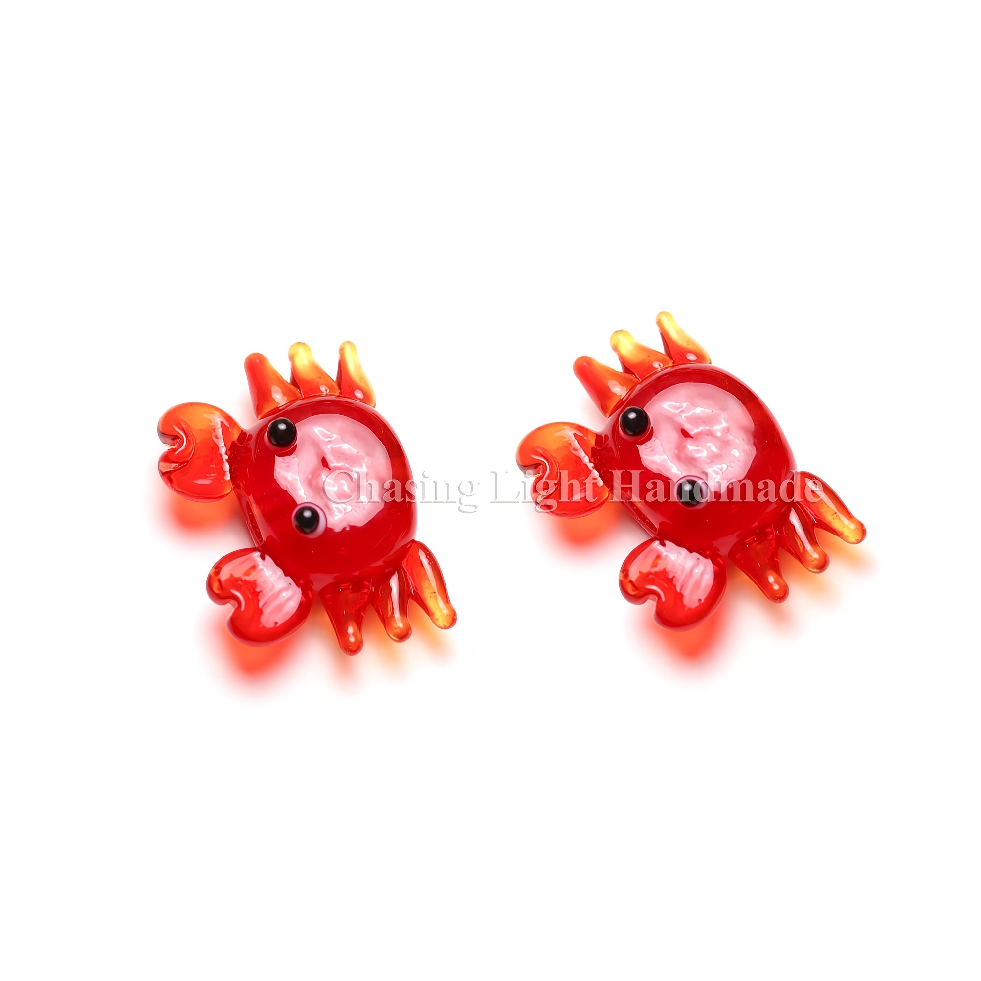 TEMU Handcrafted Lampwork Glass And Lobster Beads - Unique Charms For Necklace, Bracelet, And Earrings