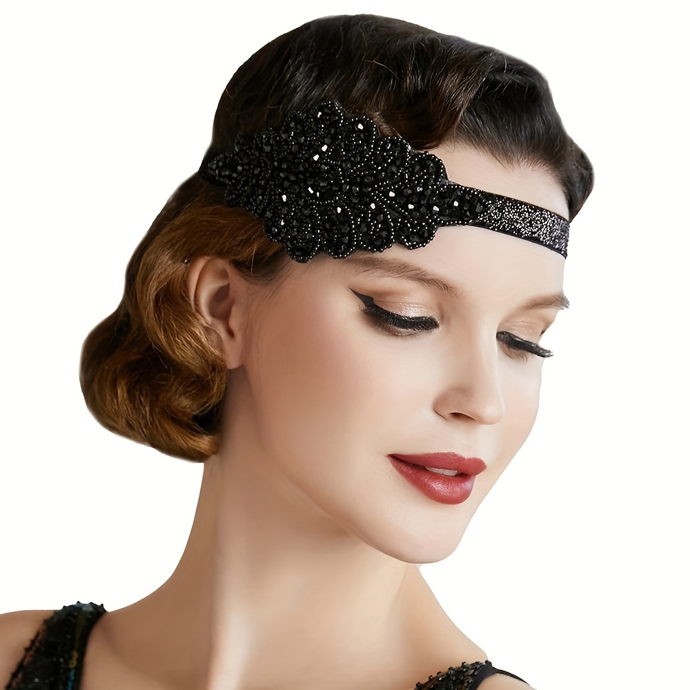 

Bandeau vintage style flapper, noir avec perles, style 1920, accessoire coiffure de Great Gatsby, mode des années folles, accessoire de fête, accessoire de fête, carnaval/Mardi Gras/Masquerade