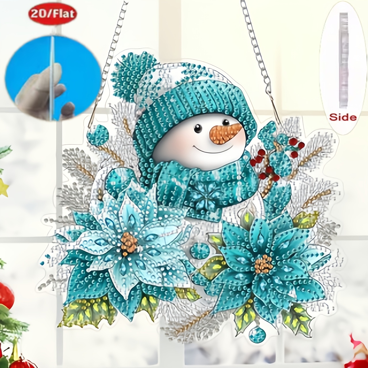 TEMU Kit de suspension art diamant de neige, Ensemble d'ornements suspendus de peinture diamant de neige d'hiver pour adultes, Kit de pendentif de