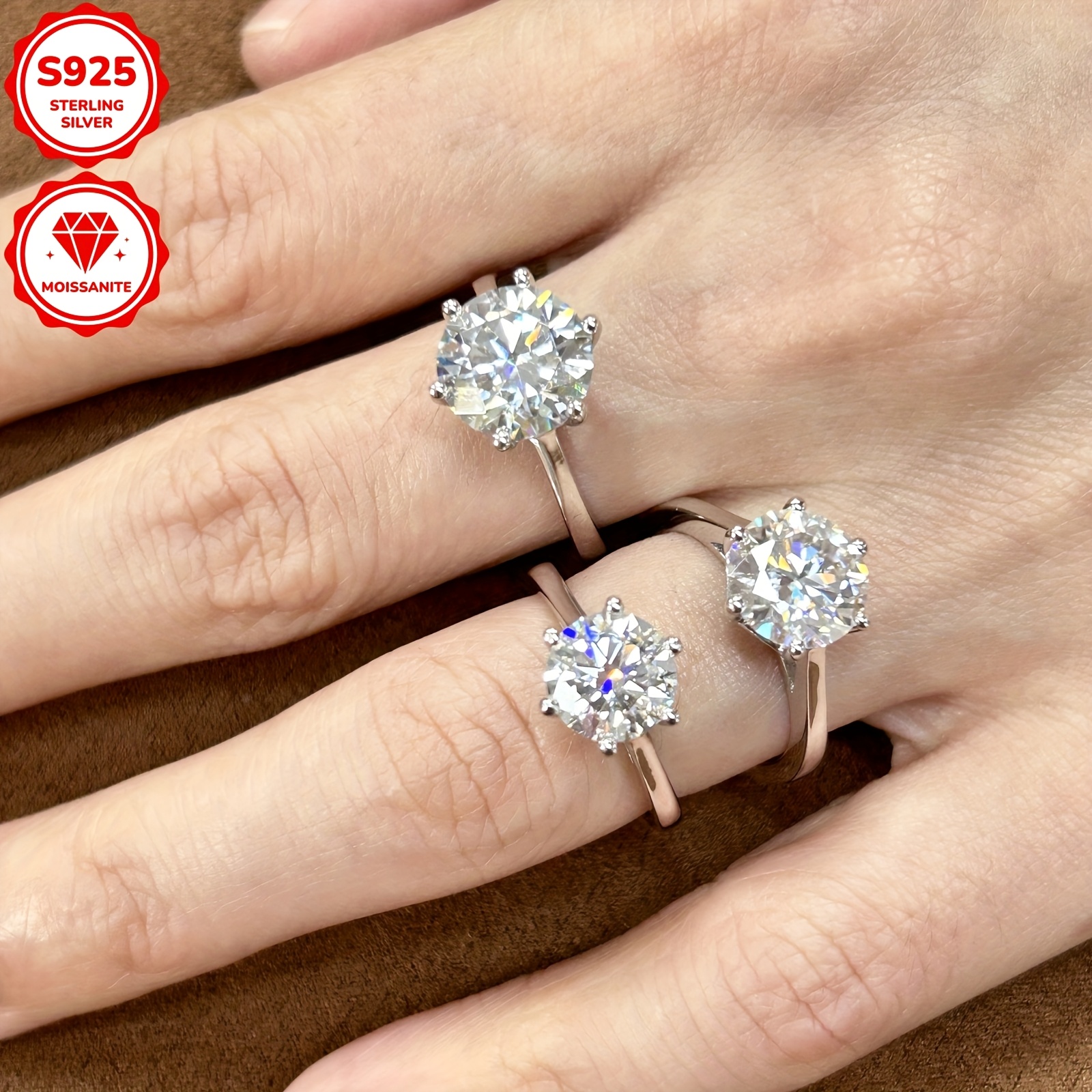 925 Silver Moissanite Engagement Ring 4ct Wedding Bride Anniversary Gift