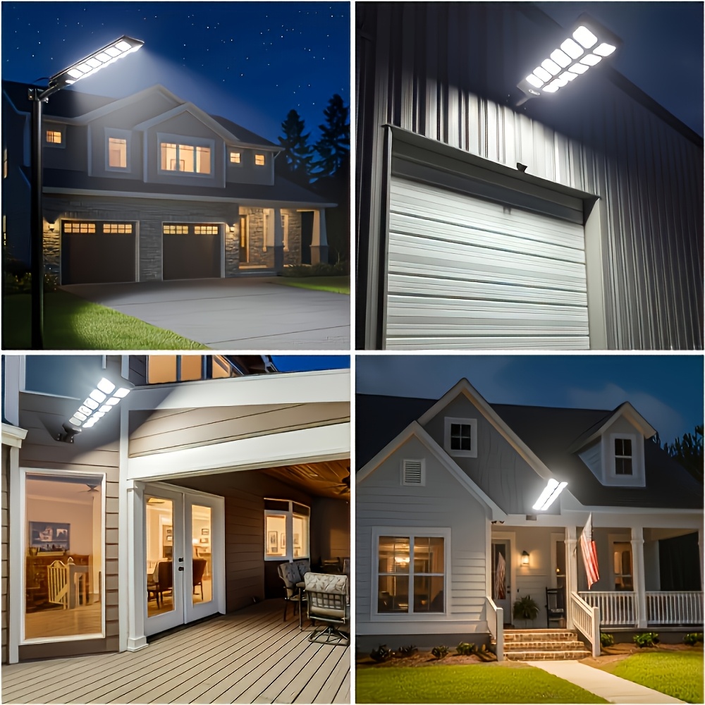 Lampe Solaire de Rue 504 LED, Projecteur Solaire d'Extérieur Ultra-Lumineux avec Télécommande, Lampe de Sécurité Solaire avec Détecteur de Mouvement, Applique Murale Solaire Idéale pour Cours, Jardins, Allées et Terrasses