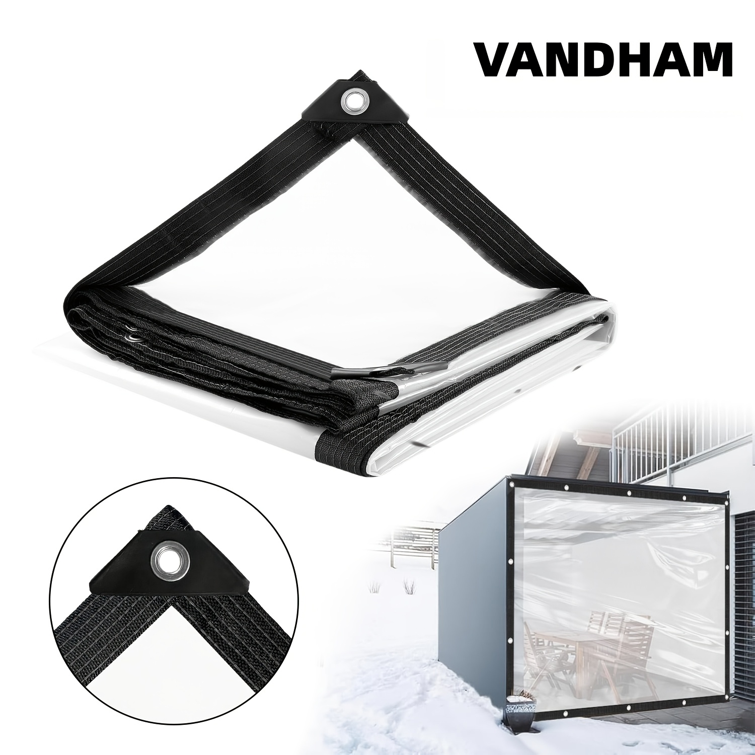 TEMU Clear Tarp, With Silvery Metal Rope Loops, Uv Resistant And Tear-resistant Tarp, Suitable For Greenhouse/construction Site/temporary Protection