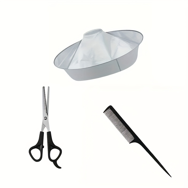 Image of 3pcs Hairdressing Cape Set, Hair Stylist Hair Cutting Special Tool Combination, Self- Home Split End Trimming Set, Adjustable Neckline Styling Shawl Umbrella, Suitable For Salons And Home Hairdressing
