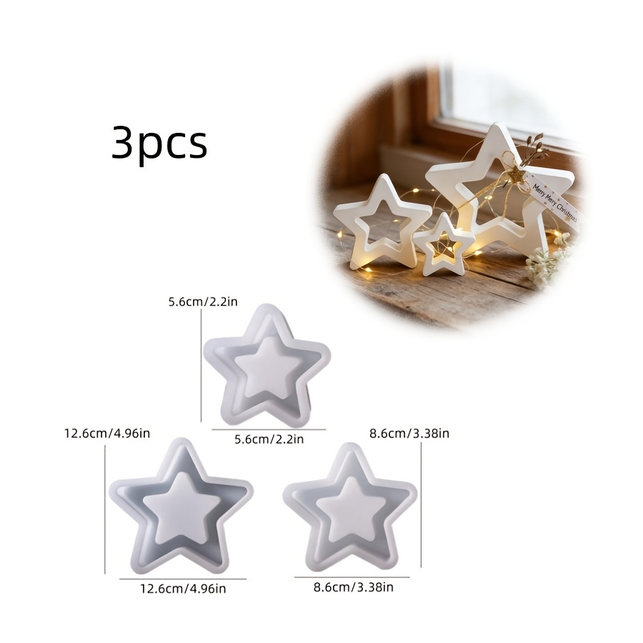 Image of Diy Resin Mold, 3pcs Set For, Hollowed Out Star Ornament Mold, Suitable For Making Dropper Gypsum Candles, Products, Home Decoration, Table, Silicone Mold