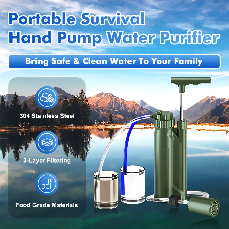 

Portable Water Purifier With Reverse Osmosis System, Abs Material, Multi-person Outdoor Emergency Water Supply Dispenser, 3-stage Filtration, Survival Gear For Camping & Hiking