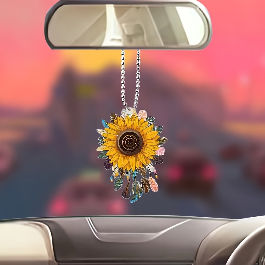 

Bohemian Style Vintage Sunflower Pendant - Multifunctional Acrylic 2d Hanging Charm For Bag And Keychain Accessories, Home Decor Ornament - Ideal Small Gift