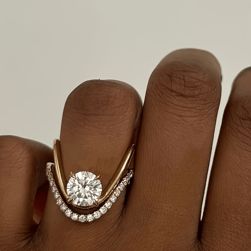 V-Shaped Setting with Synthetic Zirconia, Elegant Versatile Ring