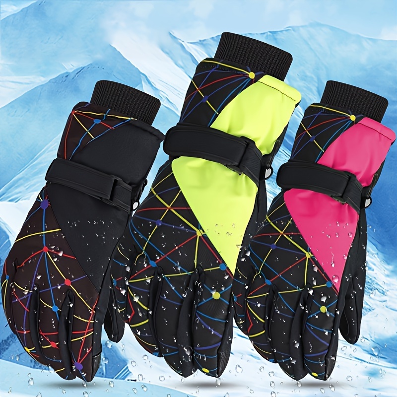 

1 Pair Of Children's Winter Skiing Gloves, Waterproof And Windproof Snowboard Gloves, Outdoor Sports Warm Keeping Gloves