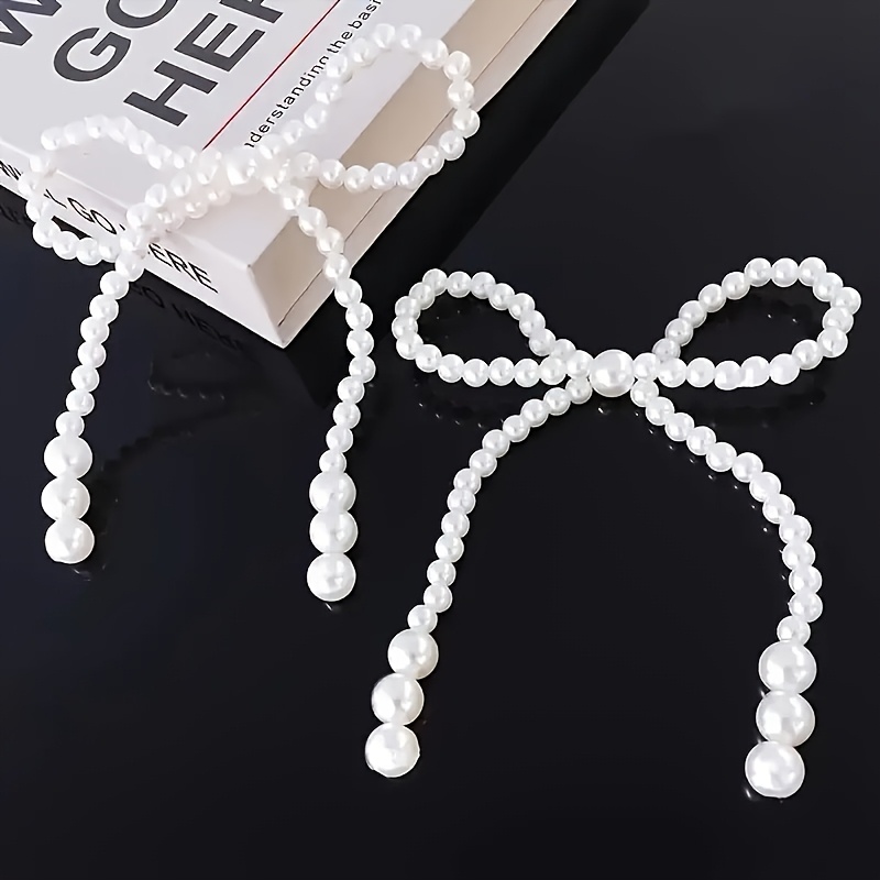 

10-pack Plastic Pearl Bow Embellishments For Bouquet And Diy Hair Accessories - Decorative Charms For Party And Wedding Favors