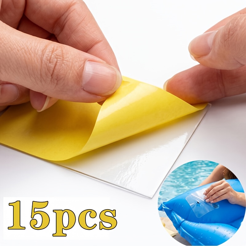 TEMU Lot de 15/25 pièces de rustines de réparation imperméables pour piscine gonflable, kit de réparation en PVC pour tente, sac de couchage, matelas