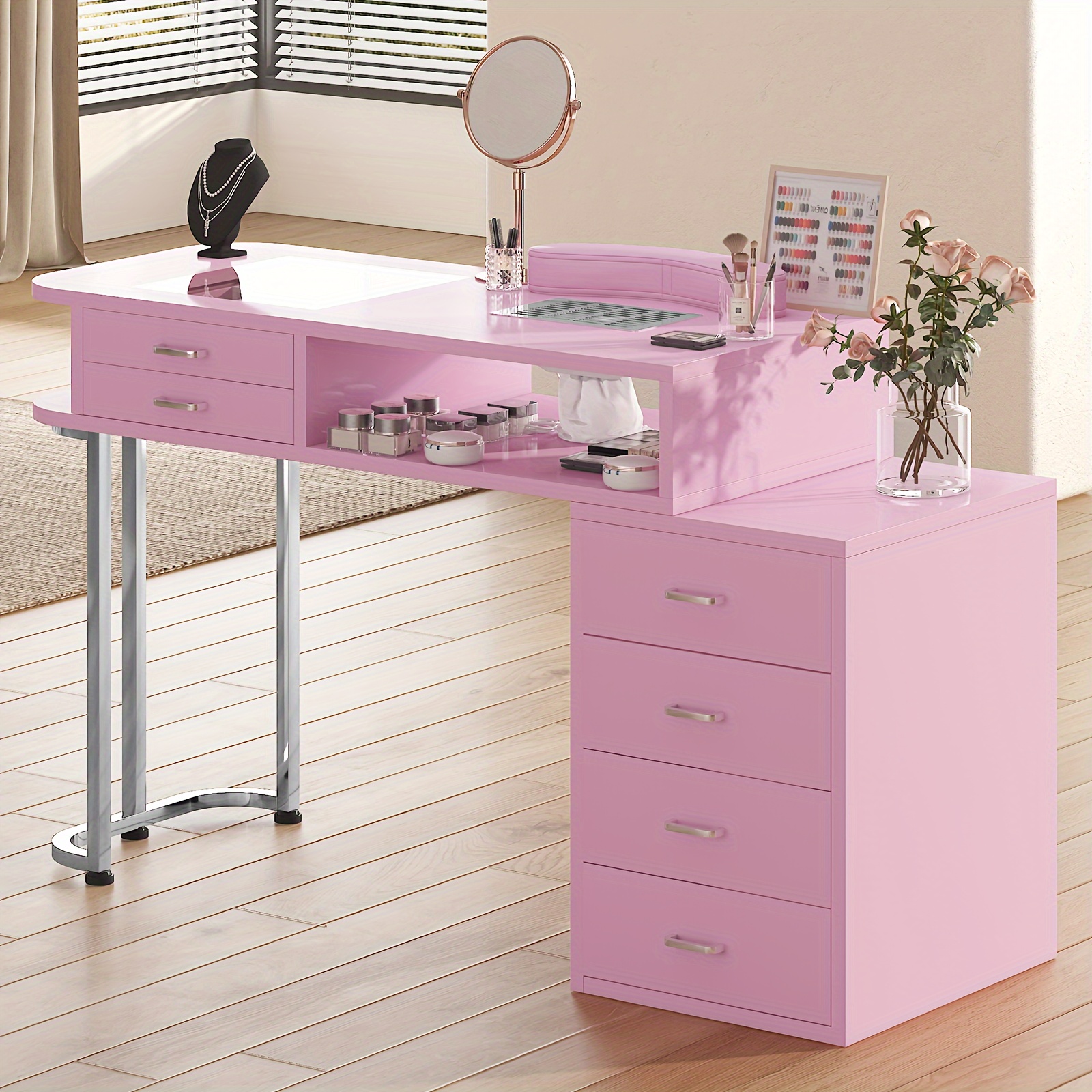 Huakaile Nagel-Armlehne Faltbar – Handauflage Für Maniküre, Rosa, 20 Cm