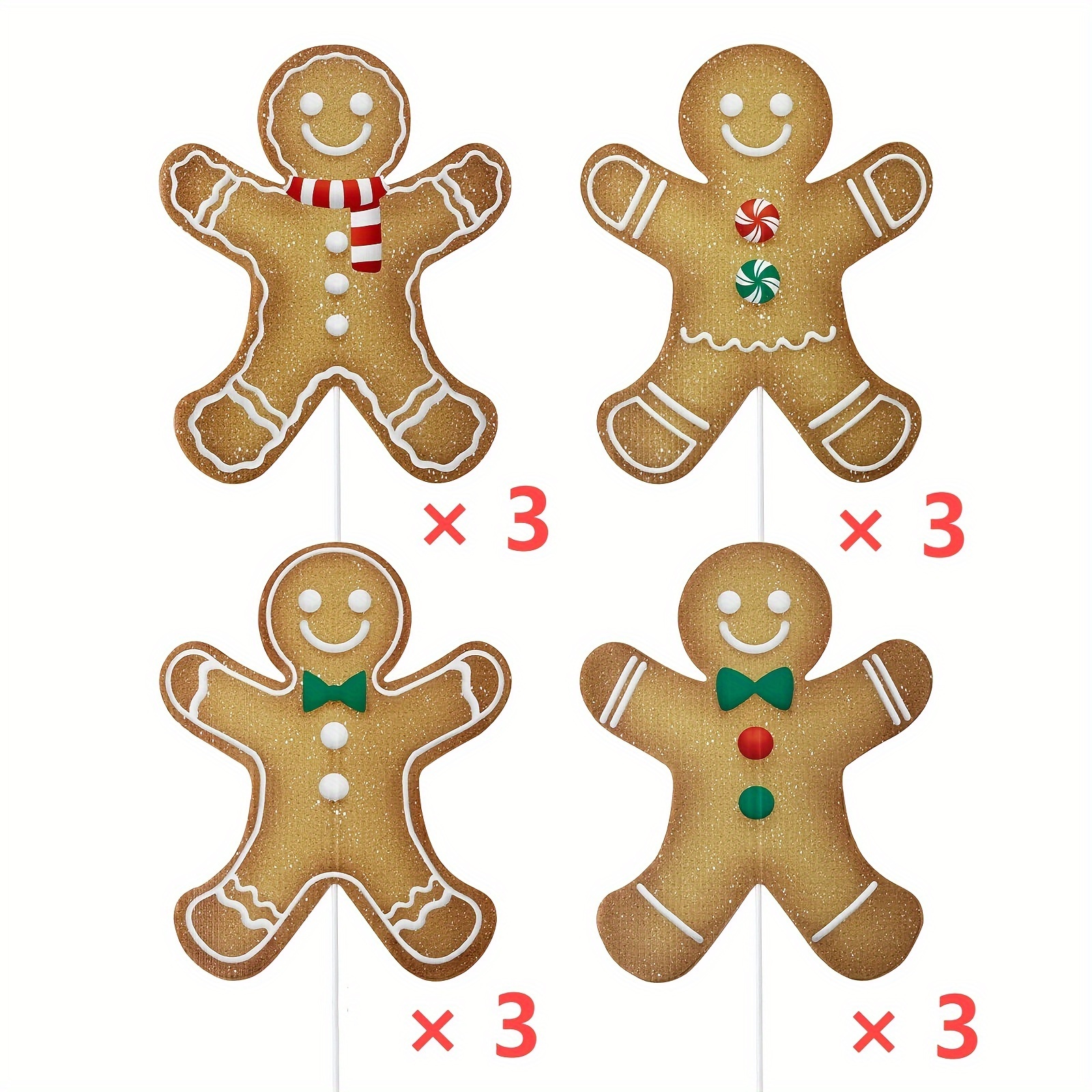 TEMU Set Of 12 Large Gingerbread Men Ornaments For Christmas Trees - Adorable Rustic Holiday Decorations For Home, School, And Office