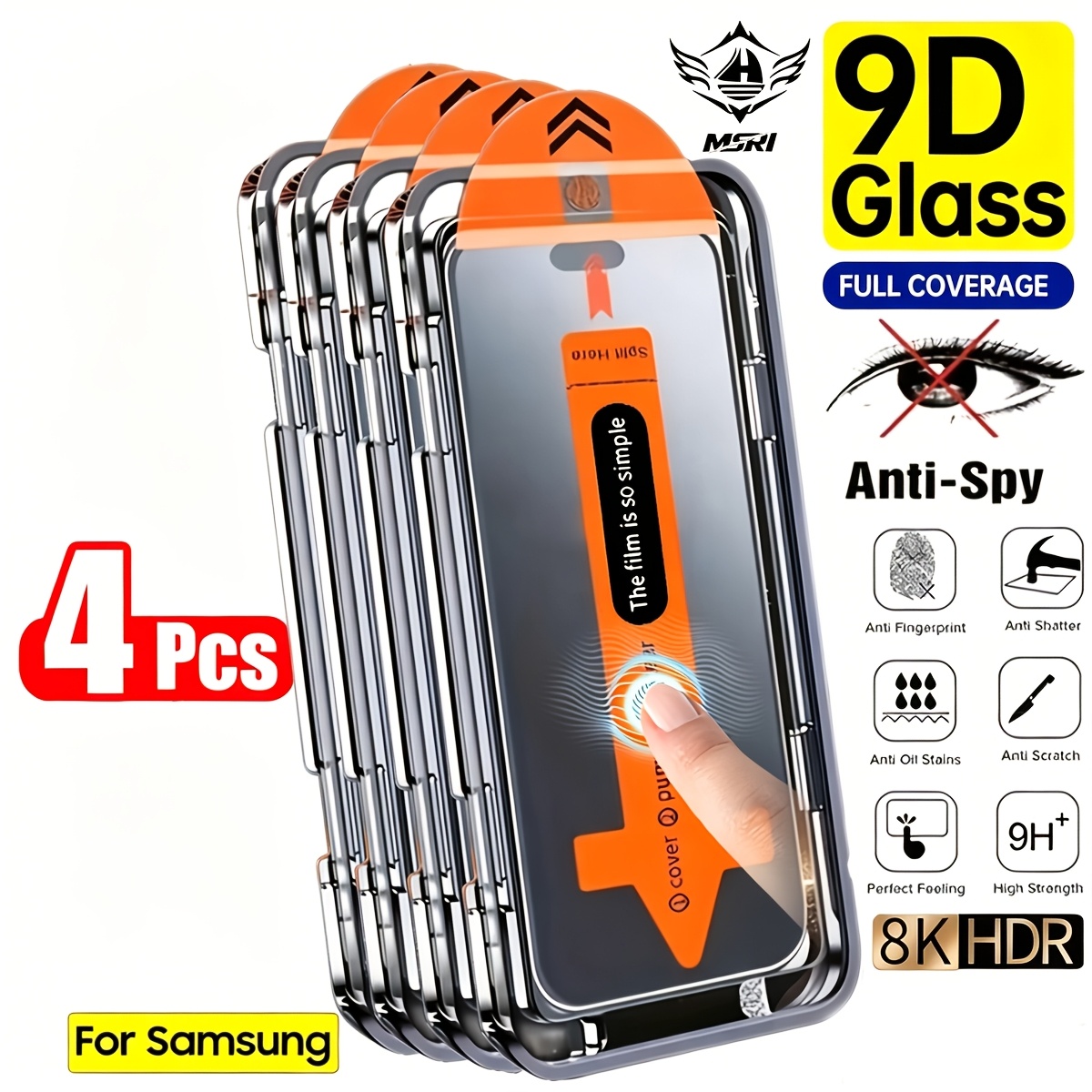 TEMU Lot de 4 protections d'écran en verre trempé Black Label -poussière et pour l'intimité à couverture complète avec outil d'installation à
