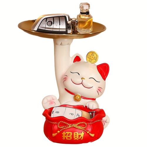 Lucky Cat Key Tray - Resin Entryway Decor for New Home, Creative Housewarming Gift Cat Decor Cat Decor For Home