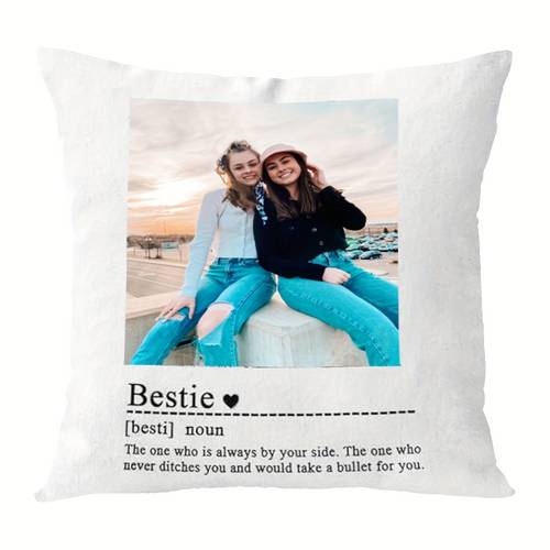 1 short plush single side print 18x18 inch customised bff photo personalised square pillow covers friendship birthday gifts sofa decorating ideas cushion is not included