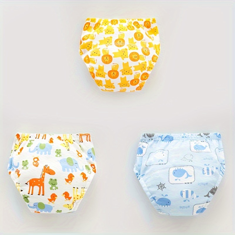 3pcs Pattern Potty Training Pants, 6-layer Breathable Gauze Baby Cloth Diapers, Diaper Pants, Washable Diaper Pants