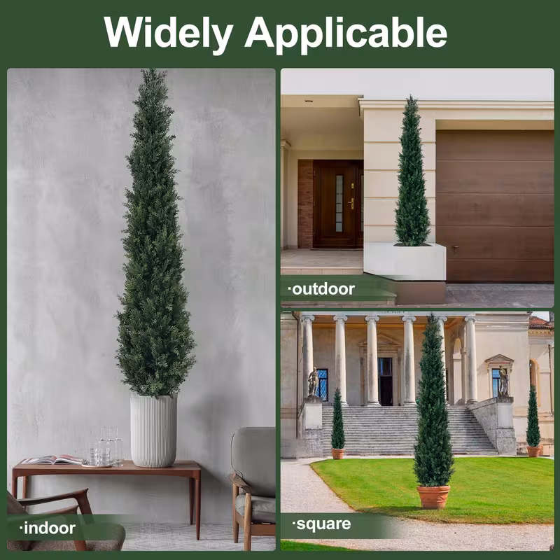 Artificial Cedar Trees | Set Of 2 Outdoor And Indoor Artificial Trees | 6-foot Faux Cedar Trees, Realistic Evergreen Plants for Front Porches, Gardens, And Homes, 6-foot Faux Cedar Trees, Outdoor Artificial Plants, Pine Tree Shrubs, Trees Artificial Indoor, Seasonal Decor, Porch Plants, Evergreen Foliage, Decorative Shrubs, Durable Plastic, Longlasting Foliage, Artificial Shrubs, Homeowners, Garden Enthusiasts