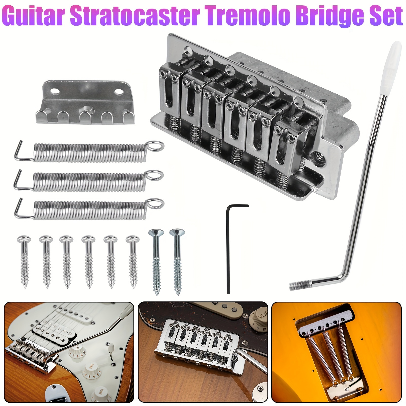 

Chrome Tremolo Bridge Set, Guitar Bridge Accessories, Superior Sound Quality, For Enhanced Performance & Rocking Sound