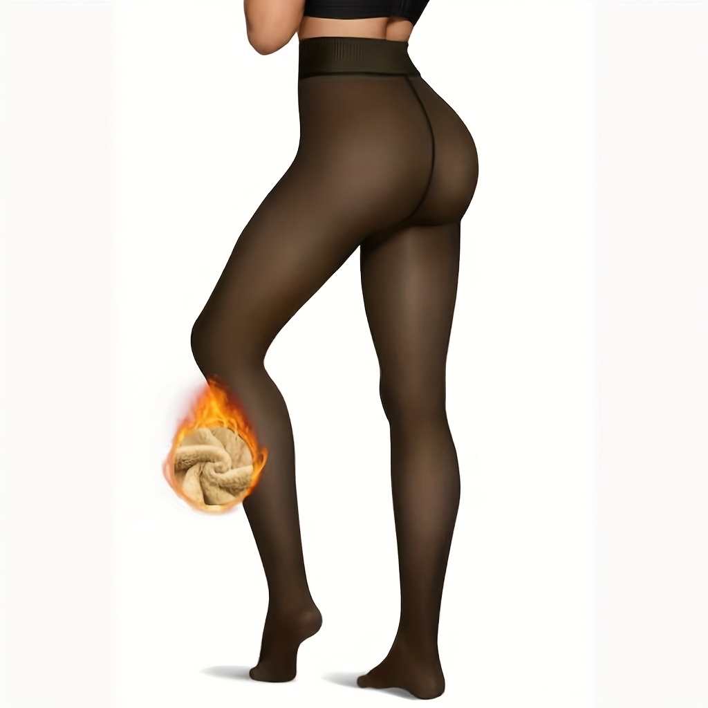 1/2pcs Women's Fleece Lined Leggings - High Waisted Sheer Fake Translucent Thermal Footed Tights