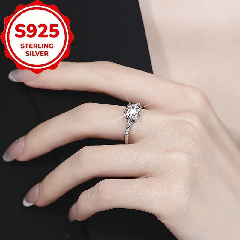 3pcs Minimalist S925 Silver Square Ring Set