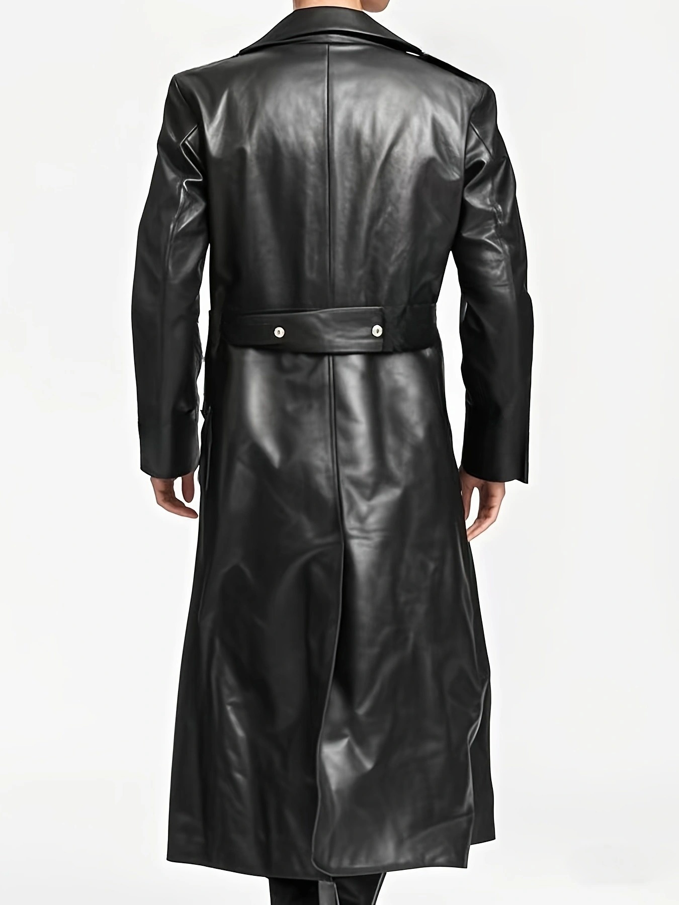 mens stylish faux leather jacket double breasted long - Temu Canada