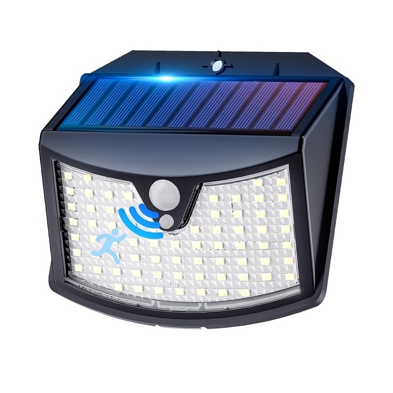 1 Pack 70 Led Solar Outdoor White Light Lights, Wireless Solar Motion Sensor Security Lights, Ip65 With 3 Working For Garden