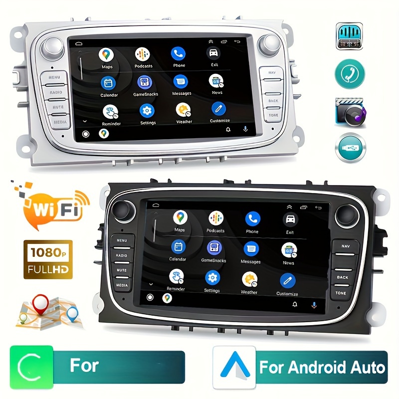 2+64G 9 pulgadas Android doble DIN estéreo para coche con Apple Carplay  Android Auto Mirror Link reproductor multimedia pantalla táctil Radio con