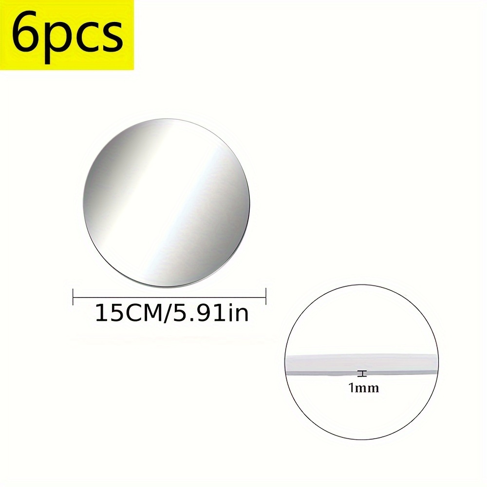 6pcs, 15cm, Circular Wall Mirror Acrylic Mirror Wall Sticker Apartment Decoration Acrylic Mirror Wall Sticker Self-adhesive Wall Sticker Detachable Wall Table Board Circular Mirror
