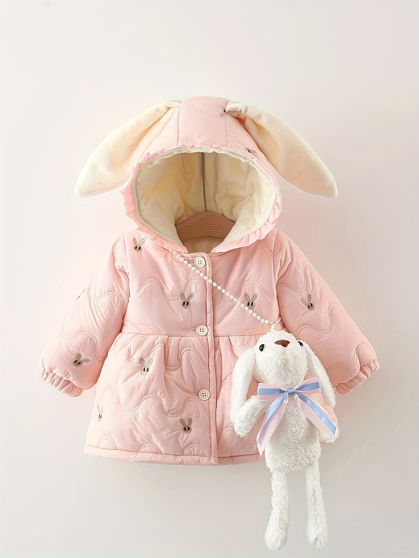 ウサギ耳付きピンクコート ノエミー NOEMIE うさ耳スピンドルファー