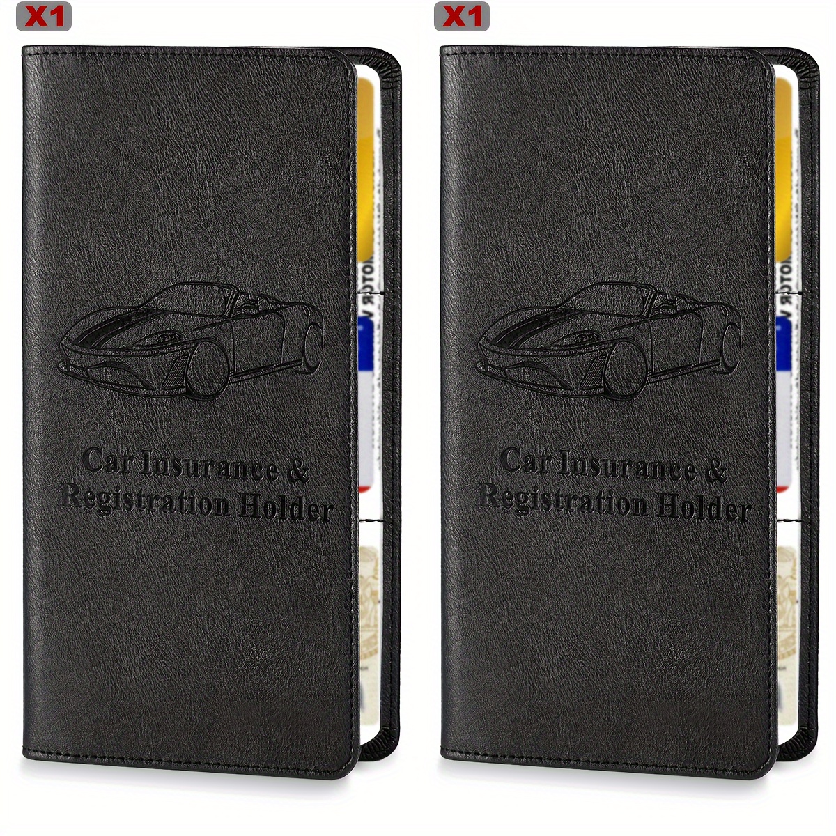 TEMU 1pc Pu Leather Car Registration & Insurance Card Holder, Auto Glove Box Organizer Document Wallet, Manual Folder For Men And Women, Car Accessory | | Pu Leather Wallet, Leather Car Accessories