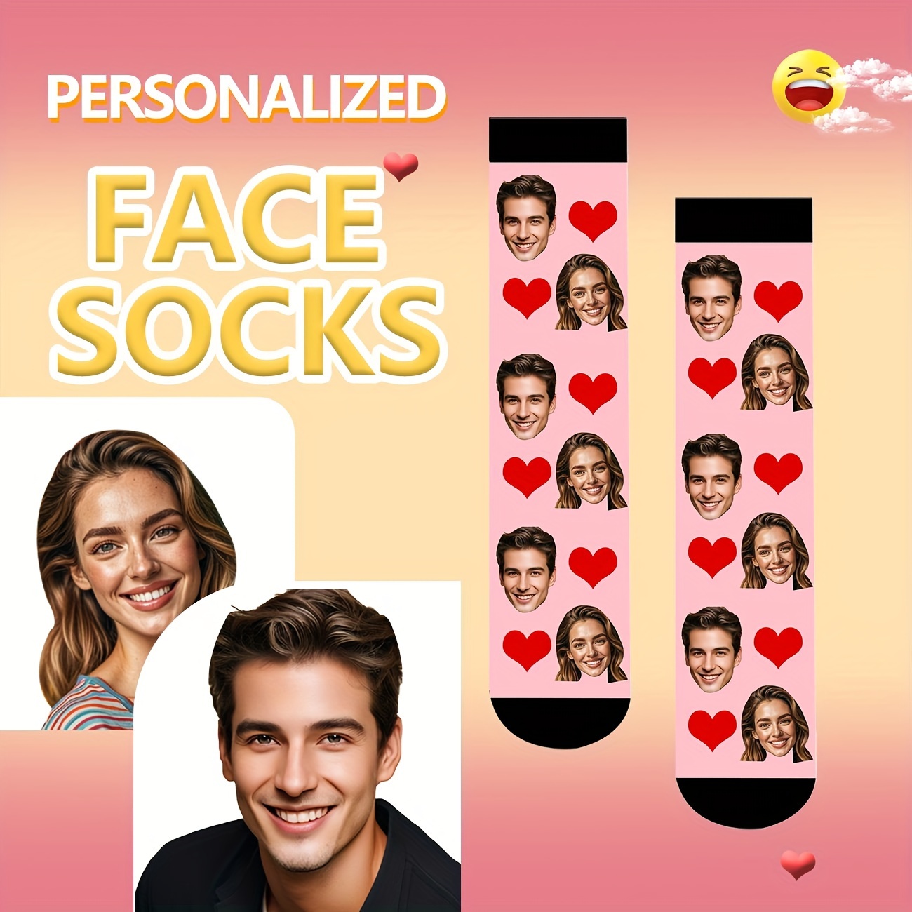 

Hearts & Customized Pattern Men's Crew Socks, Breathable Comfy Casual Socks Fashion Sports Socks For Outdoor Fitness Basketball Running