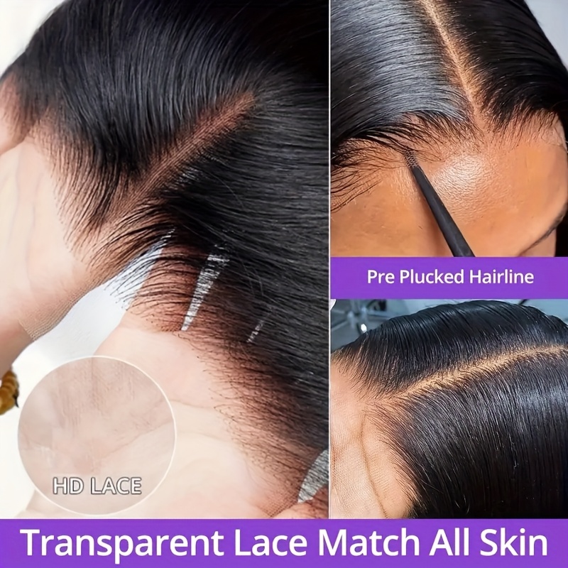  13x4 bob lace front wig real human hair 150 density straight short style in natural black transparent lace for a seamless look elegant versatile for all women details 0