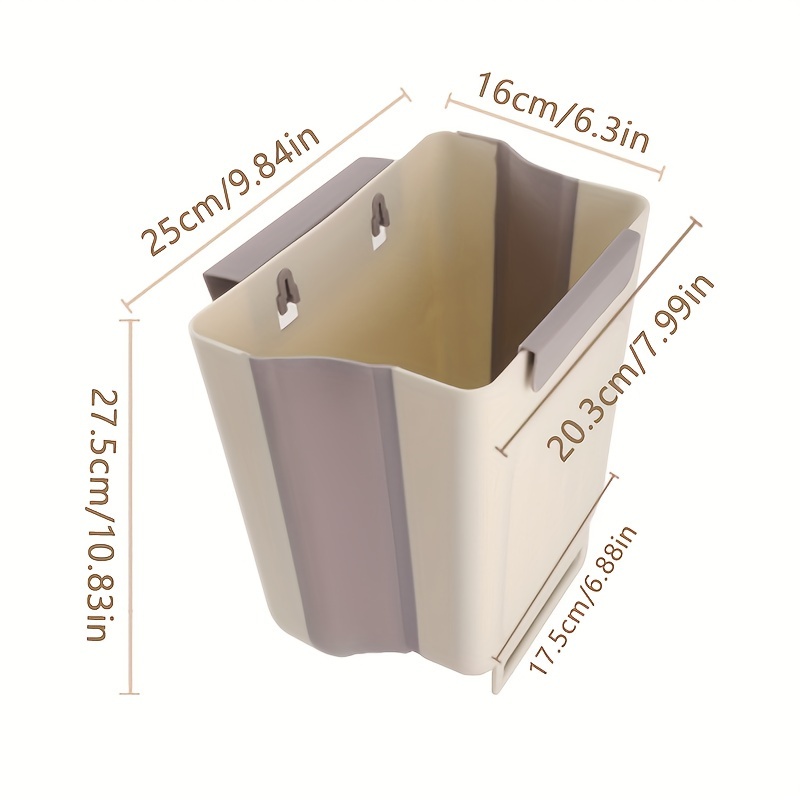 1pc Kitchen Foldable Trash Can, Household Cabinet Hanging Garbage Storage Bucket, Without Bending Thickened Large Diameter Garbage Can, Kitchen Accessories