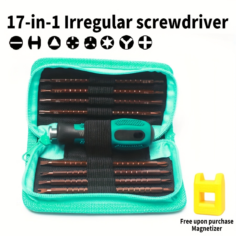 TEMU Multifunctional Double-head Screwdriver With Storage Bag And , Installation Tool With Phillips, Flathead, Tri-head And ,