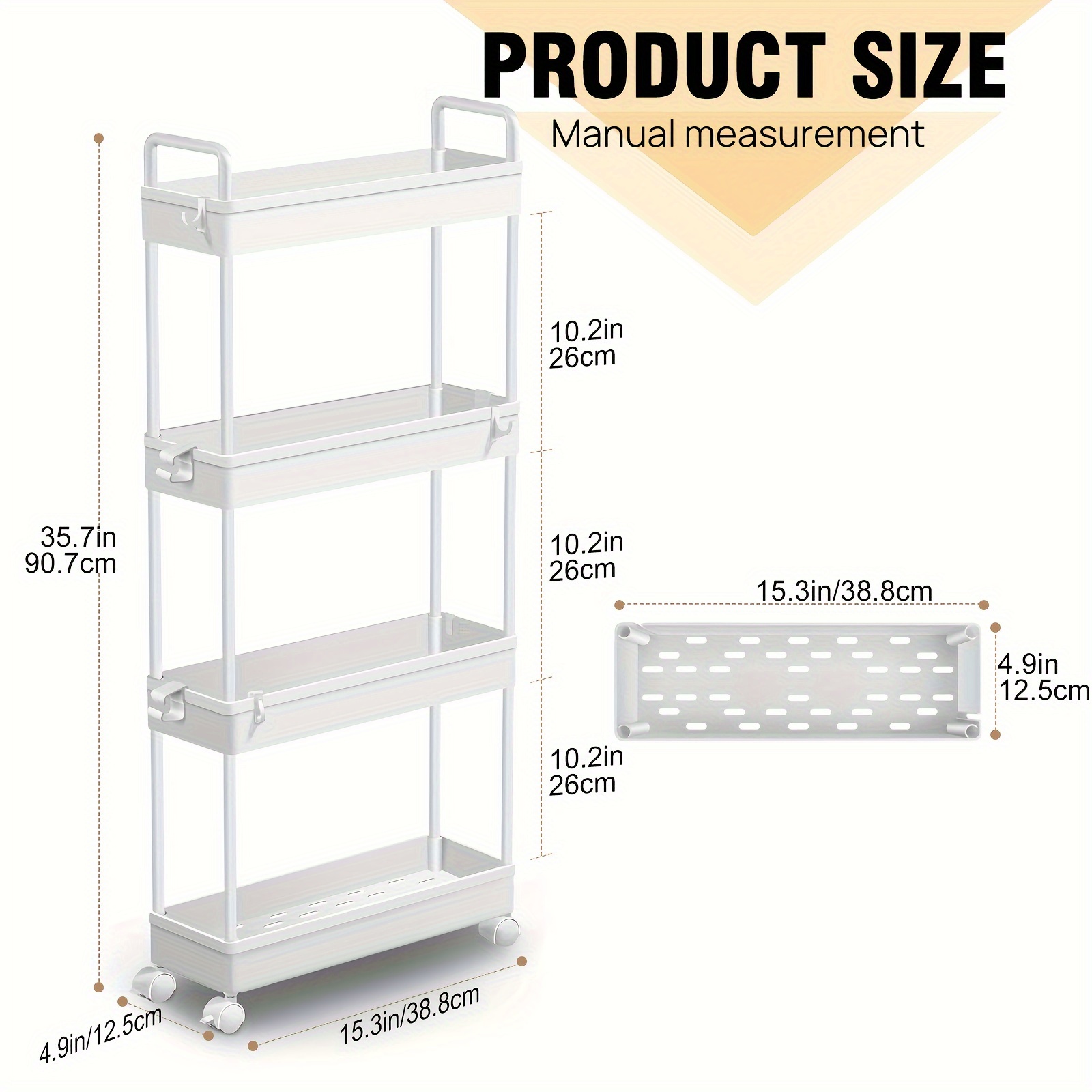 TEMU 4-stufiger Rollender Küchenwagen mit Metallrohren, Mehrschichtiger Organizer für Küche, Bad und Wohnzimmer, Platzsparendes Design mit Rädern für