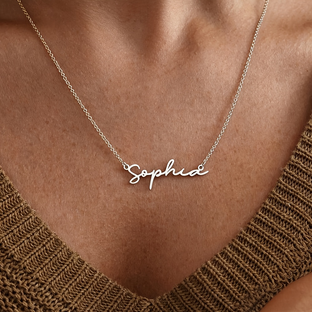 TEMU Custom Minimalist Name Necklace, Personalized Stainless Steel Women's Jewelry Necklace, Suitable For Daily Wear
