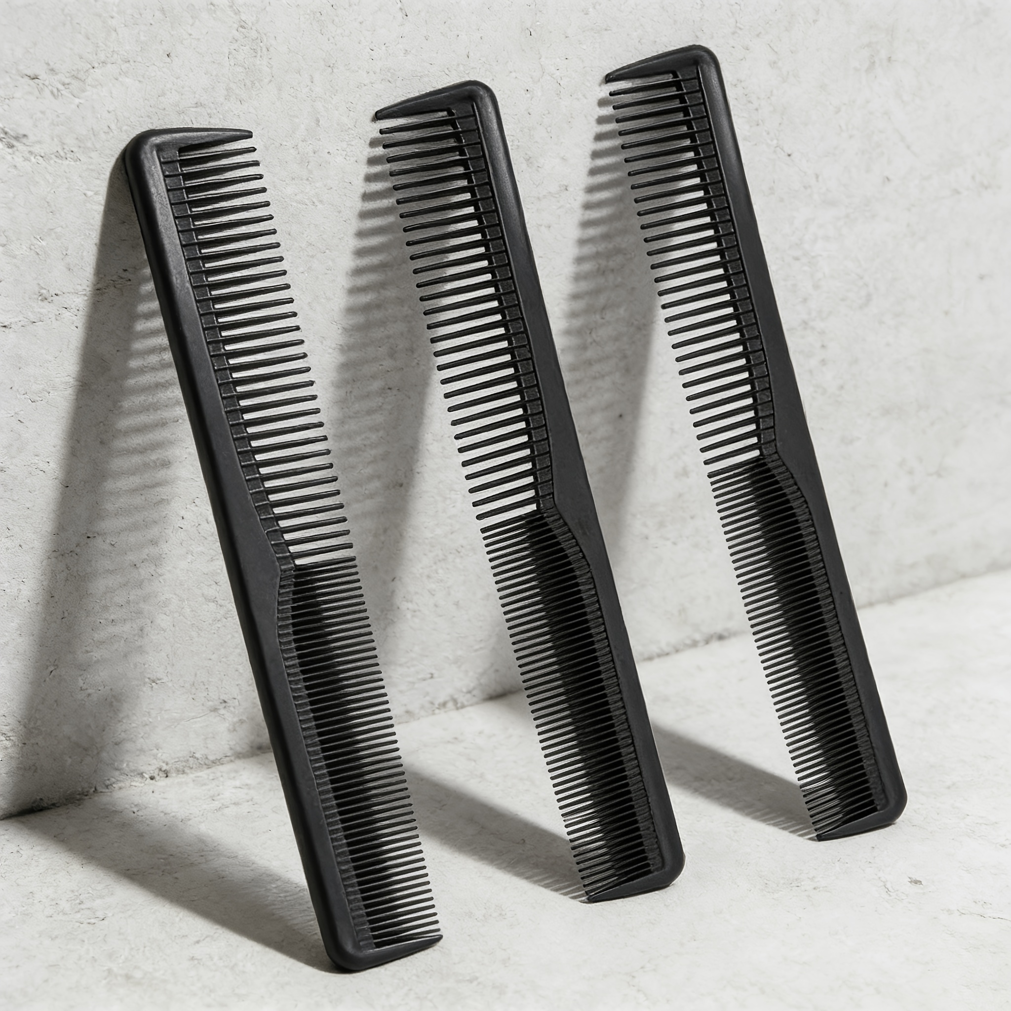 TEMU 3pcs Set Of Black Plastic Comb, Double-sided Comb, Hair Styling Comb, Fine Toothed Comb, Suitable For All Hair Types