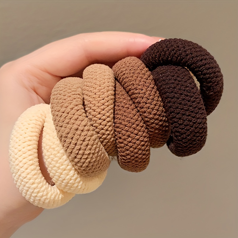 Image of 6/8pcs Women's Thickened Hair Ties, New Style High Ponytail Elastic Bands, High Elasticity Durable Hair Ropes For Women