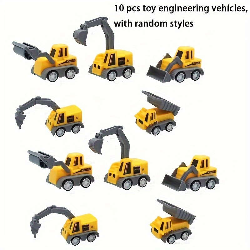 10-pack Mini Toy Set, Assorted Styles, Yellow Plastic Excavator, , Models, Ideal For Party Gifts, Halloween & Christmas Presents
