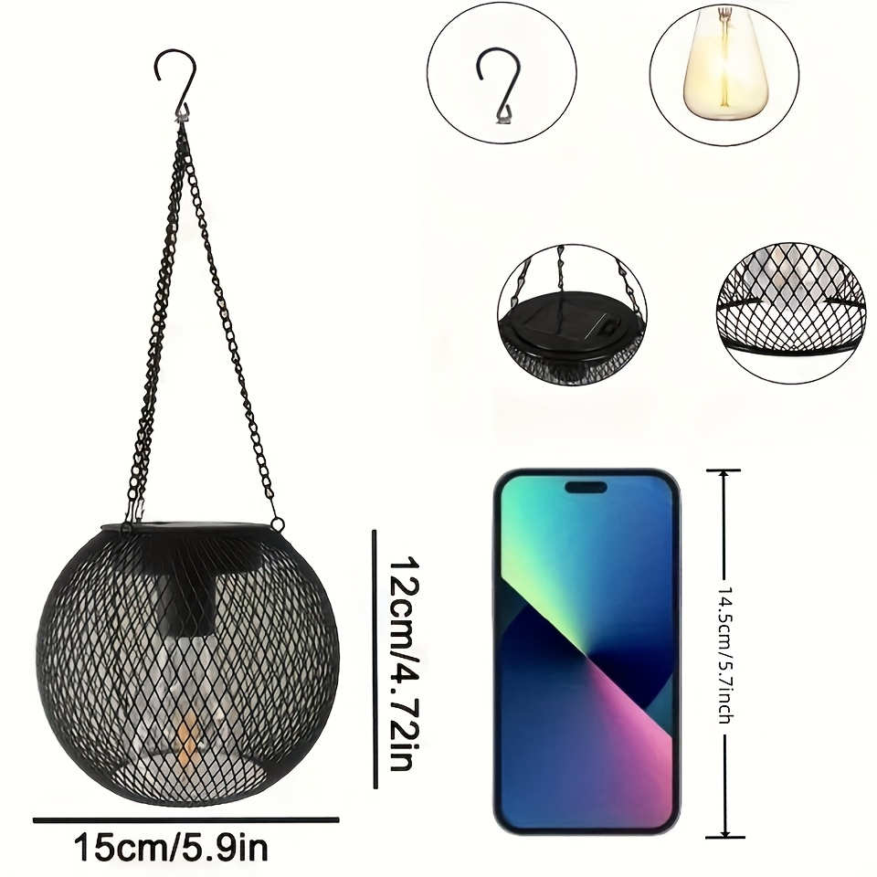 ip65 1/2 stuks zonne buitenlamp, gaaslampe, metalen hangende waterdichte zonnelamp voor tuinpatio doorgang exterieur decoratieve lantaarn 5