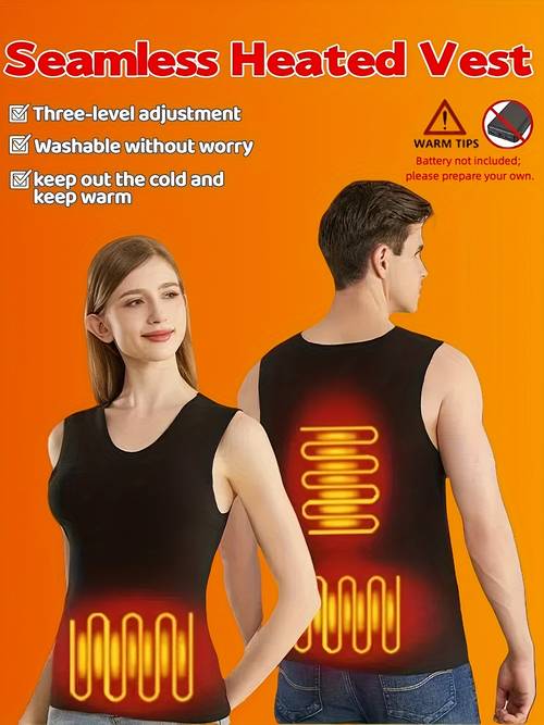 heated seamless vest with lining warm underwear base layer for men and women brushed smart electric heating vest