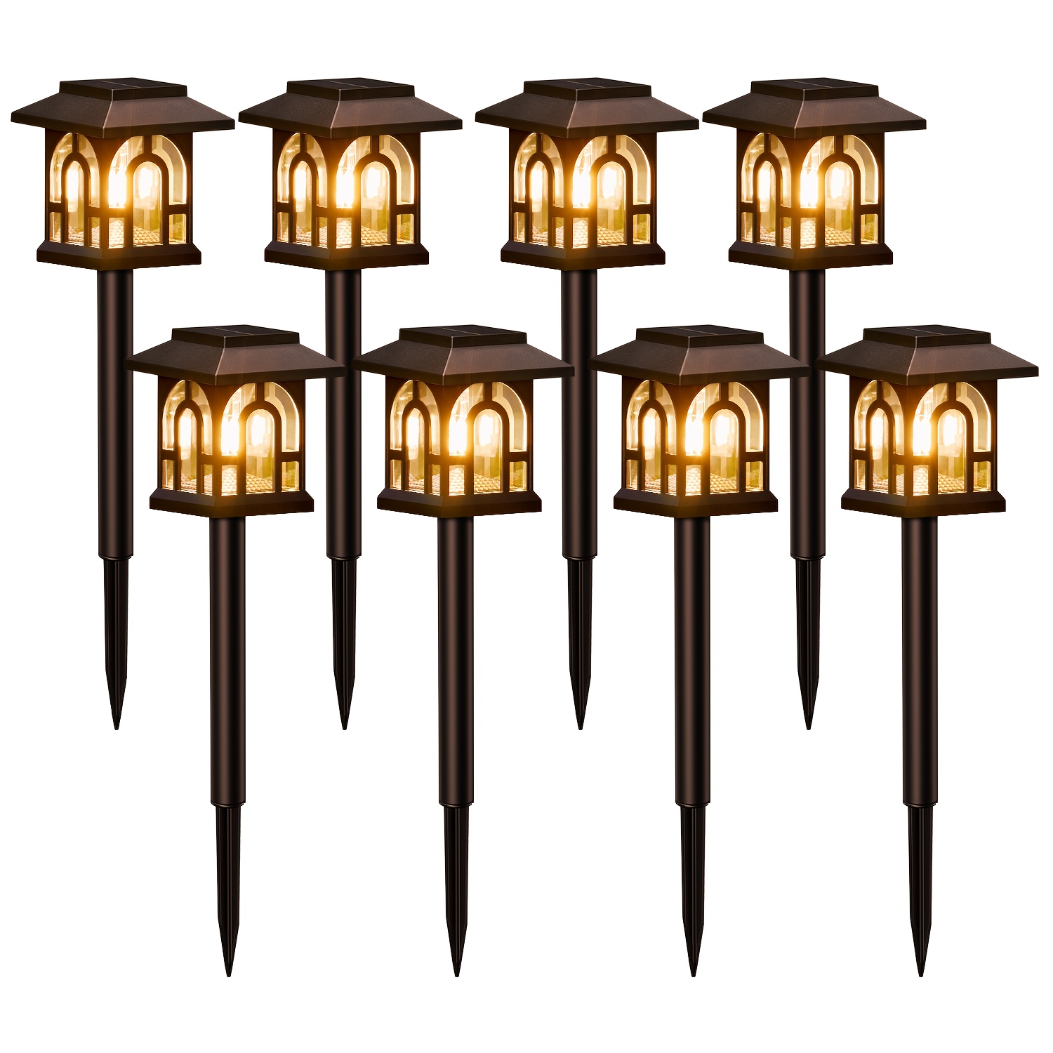 E-shop 4/8/12er Pack Vintage Solarleuchten für den Garten, Solarleuchten mit warmweißem , IPX5 Solar Gartenleuchten für Außenterrasse Rasen Hof Balkon