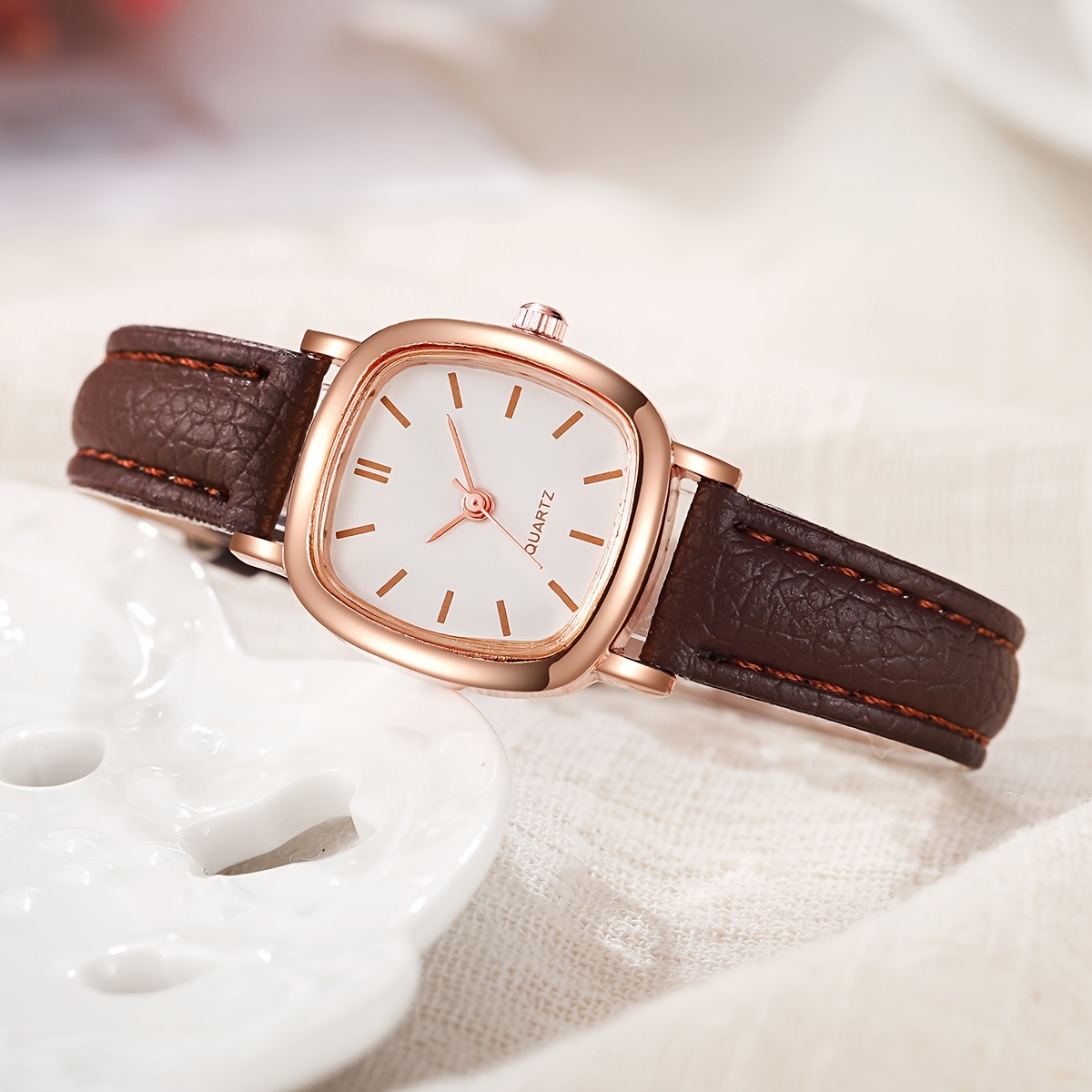 1pc/new Stylish Women's Small Dial Casual Watch, Square Design, Faux Leather, Perfect For Valentine's Day, Teacher's Day, Christmas, Birthday Gifts, Anniversaries, Back-to-, Ideal For Gifting