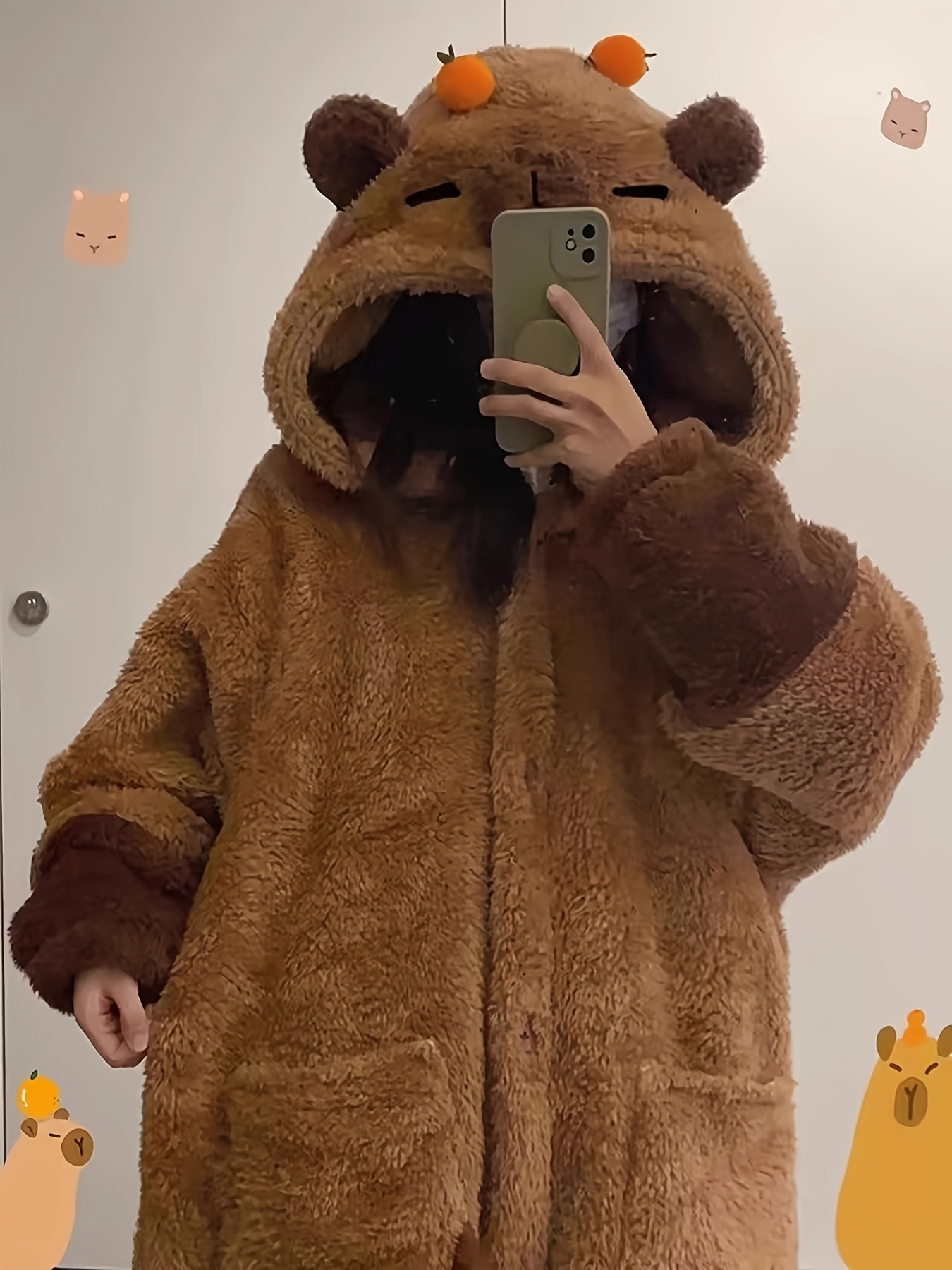 Pyjama Capybara Tout Doux – Costume Unisexe Robe + Pantalon En Polaire Thermique, Super Mignon Pour Se Lover à La Maison
